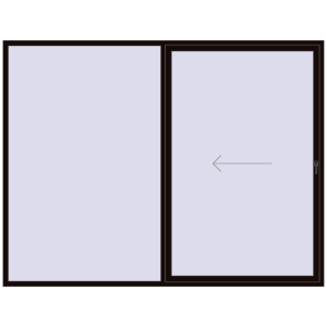 Металопластикові розсувні двері 3000x2300 мм Двостулкові з лівим відкриванням. Вид зсередини Купити Розсувні терасні двері 3000x2300 мм Patio door (Synego) BLACK_BROWN з двох сторін