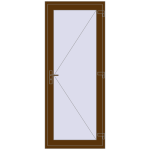 Металопластикові вхідні двері 900x2200 мм Одностулкові. Вид ззовні Купити Вхідні двері 900x2200 мм REHAU Т118/70 WALNUT з двох сторін