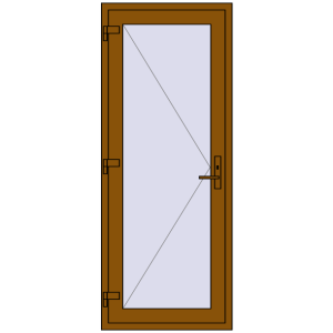 Металопластикові вхідні двері 800x2000 мм Одностулкові. Вид зсередини Купити Вхідні двері 800x2000 мм REHAU Т118/60 GOLDEN OAK з двох сторін