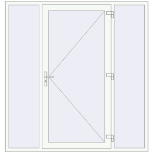 Металопластикові вхідні двері 2000x2100 мм З двома боковинами. Вид зсередини Купити Вхідні двері 2000x2100 мм REHAU SYNEGO Т126 Білий (RAL 9016) з двох сторін