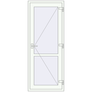 Металопластикові двері 800x2000 мм Одностулкові з імпостом. Вид зсередини Купити Внутрішні двері 800x2000 мм REHAU Z74/60 Білий (RAL 9016) з двох сторін
