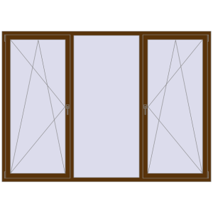 Металопластикове вікно 2500x1800 мм Тристулкове. Вид зсередини Купити Вікна 2500x1800 мм REHAU SYNEGO MD WALNUT з двох сторін
