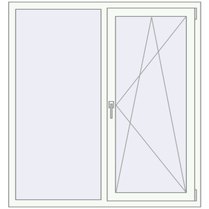 Металопластикове вікно 1300x1430 мм Двостулкове. Вид зсередини Купити Вікна 1300x1430 мм REHAU Euro-Design 60 Білий (RAL 9016) з двох сторін