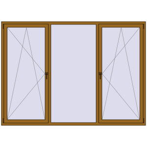 Металопластикове вікно 2500x1800 мм Тристулкове. Вид зсередини Купити Вікна 2500x1800 мм REHAU SYNEGO MD LIGHT_OAK з двох сторін