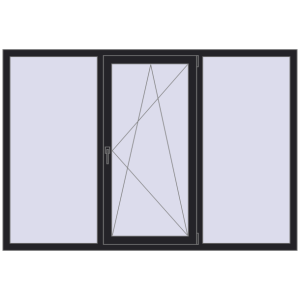 Металопластикове вікно 2050x1400 мм Тристулкове. Вид зсередини Купити Вікна 2050x1400 мм REHAU EURO 70 BLACK_ULTI-MATT з двох сторін