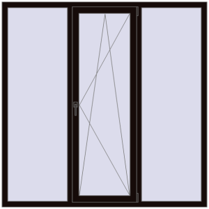 Металопластикове вікно 1800x1800 мм Тристулкове. Вид зсередини Купити Вікна 1800x1800 мм REHAU Euro-Design 60 BLACK_BROWN з двох сторін