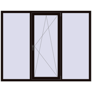 Металопластикове вікно 2050x1600 мм Тристулкове. Вид зсередини Купити Вікна 2050x1600 мм REHAU EURO 70 BLACK_BROWN з двох сторін