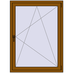 Металопластикове вікно 950x1400 мм Одностулкове. Вид зсередини Купити Вікна 950x1400 мм REHAU SYNEGO MD GOLDEN OAK з двох сторін