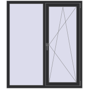 REHAU EURO 70 1300x1500 мм ANTHRACITE_GREY_GLATT з двох сторін