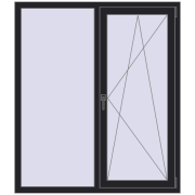 REHAU EURO 70 1300x1500 мм BLACK_ULTI-MATT з двох сторін